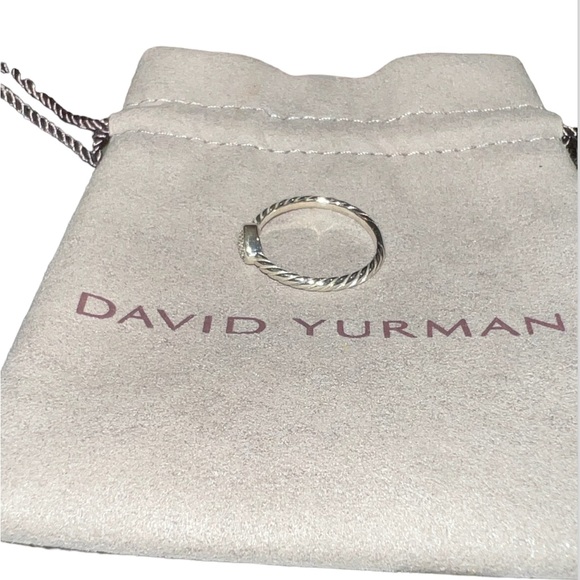 David Yurman Cable Collectibles Oval Stack Ring Sterling Silver Pavé Diamonds - Picture 8 of 15